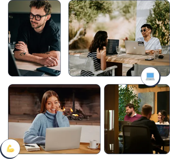 Team collaboration and workplace images showing diverse professionals